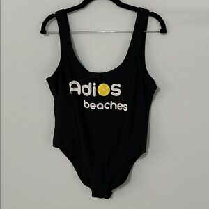 No Boundaries Black Swimsuit with White Graphic